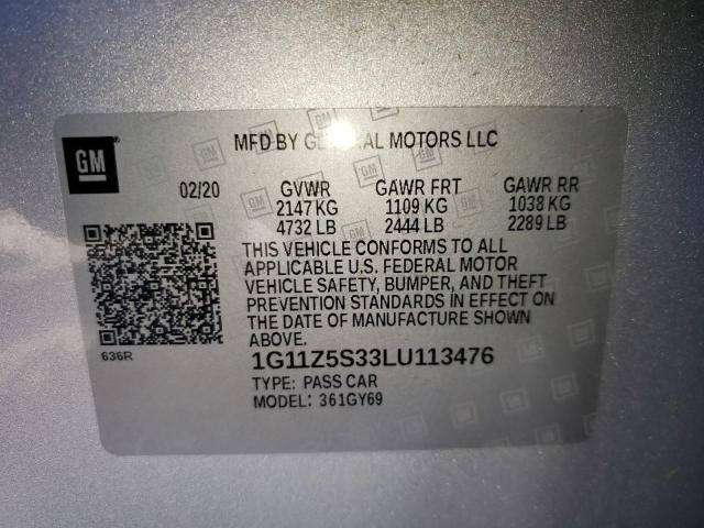 2020 CHEVROLET IMPALA LT 1G11Z5S33LU113476