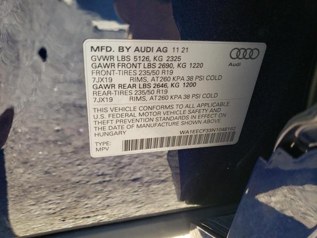 WA1EECF33N1048162 | 2022 AUDI Q3 PREMIUM