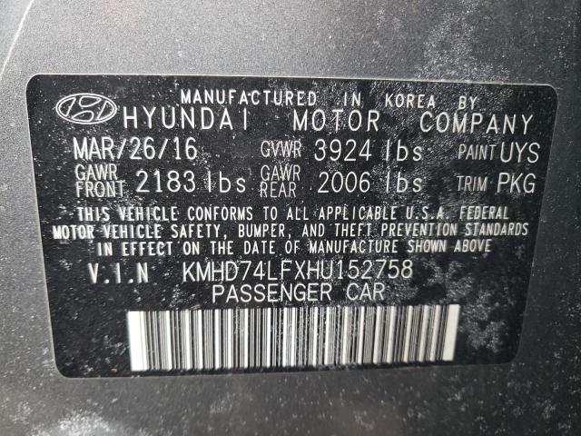 2017 HYUNDAI ELANTRA SE KMHD74LFXHU152758