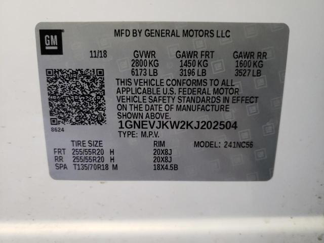 2019 CHEVROLET TRAVERSE H 1GNEVJKW2KJ202504