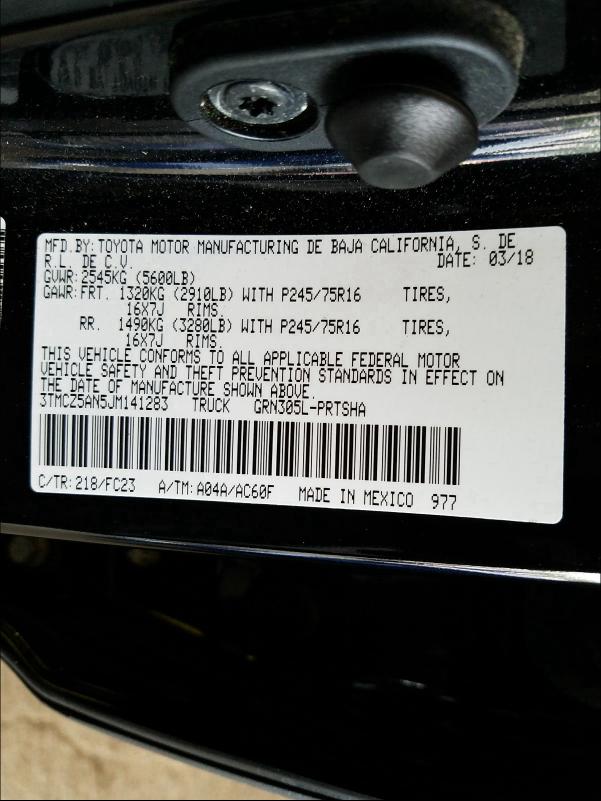 2018 TOYOTA TACOMA DOU 3TMCZ5AN5JM141283
