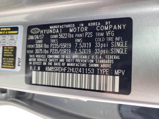 2017 HYUNDAI SANTA FE S KM8SRDHF2HU241153