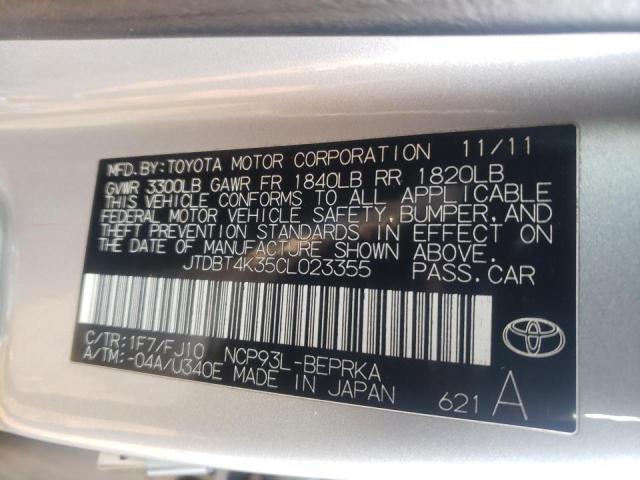 2012 TOYOTA YARIS - JTDBT4K35CL023355