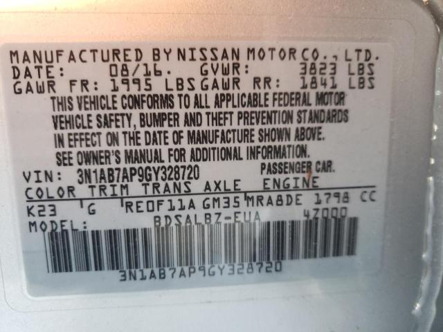 2016 NISSAN SENTRA S 3N1AB7AP9GY328720