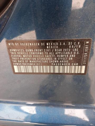 2019 VOLKSWAGEN JETTA SEL 3VWG57BU2KM041011