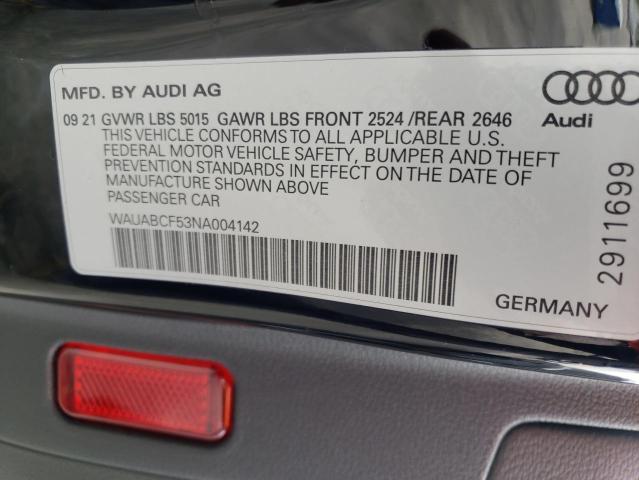 2022 AUDI A5 QUATTRO WAUABCF53NA004142