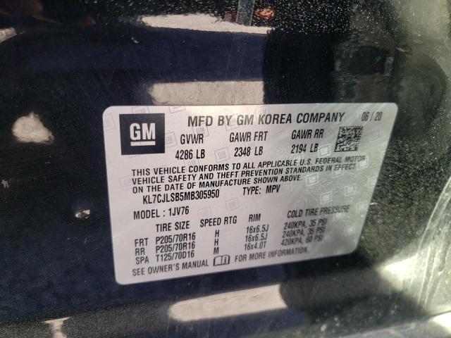 2021 CHEVROLET TRAX 1LT KL7CJLSB5MB305950
