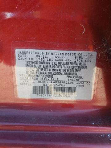3N1CN7AP7GL893268 Nissan Versa S 2016. Фото: 9
