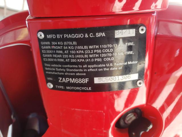 2012 VESPA LX 150IE ZAPM688F9C5001306