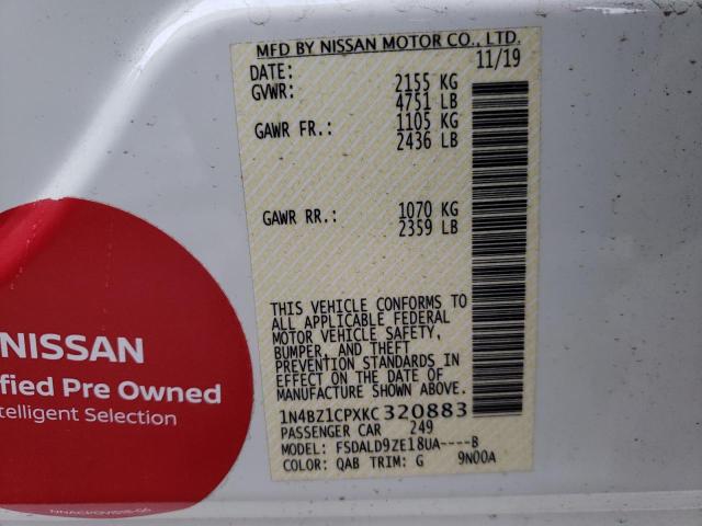 2019 NISSAN LEAF S PLU 1N4BZ1CPXKC320883