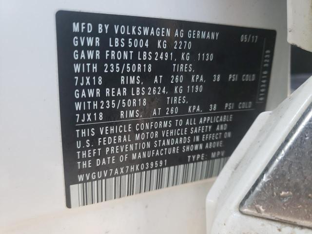 2017 VOLKSWAGEN TIGUAN SPO WVGUV7AX7HK039591