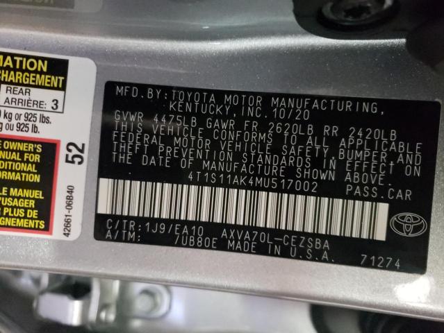 2021 TOYOTA CAMRY NIGH 4T1S11AK4MU517002
