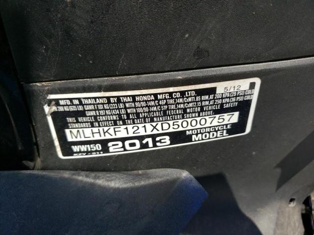 2013 HONDA PCX 150 MLHKF121XD5000757