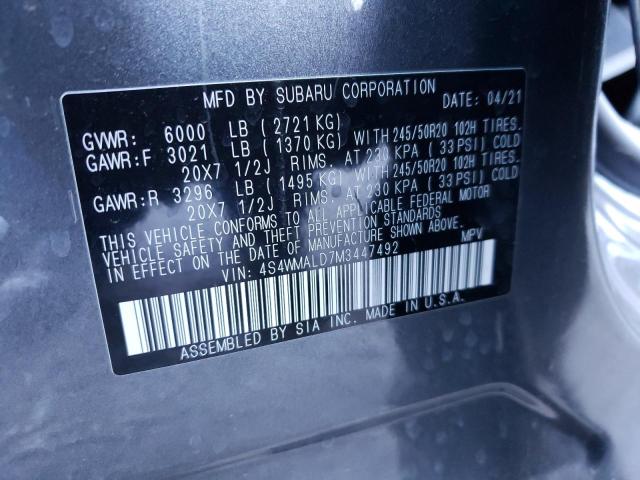 2021 SUBARU ASCENT LIM 4S4WMALD7M3447492