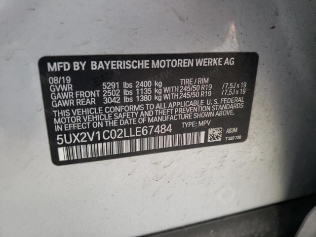 2020 BMW X4 XDRIVE3 5UX2V1C02LLE67484