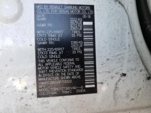 KNMAT2MV5GP705102 Nissan Rogue S 2016. Фото: 9