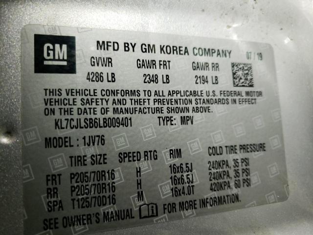 2020 CHEVROLET TRAX 1LT - KL7CJLSB6LB009401