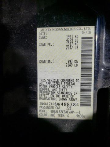 2010 NISSAN ALTIMA BAS - 1N4AL2AP8AN488384