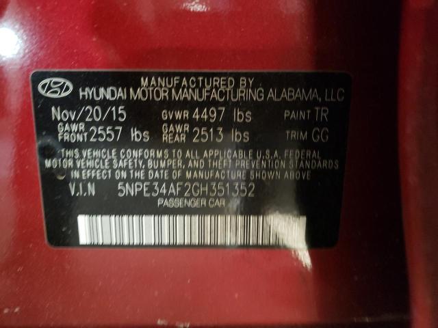 2016 HYUNDAI SONATA SPO 5NPE34AF2GH351352
