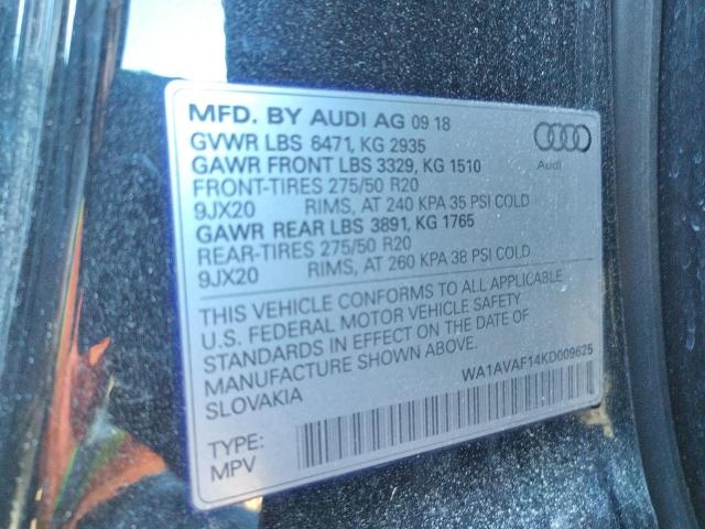 2019 AUDI Q8 PREMIUM WA1AVAF14KD009625