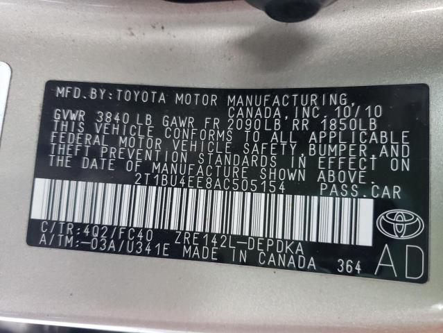 2010 TOYOTA COROLLA BA - 2T1BU4EE8AC505154