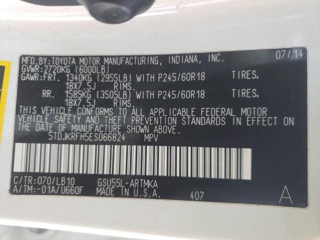 5TDJKRFH5ES066824 Toyota Highlander 2014. Фото: 9