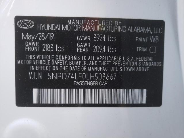 2020 HYUNDAI ELANTRA SE 5NPD74LF0LH503667
