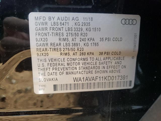 2019 AUDI Q8 PREMIUM WA1AVAF11KD017391