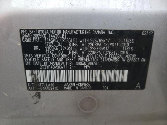 2012 TOYOTA RAV4 LIMIT - 2T3YF4DV9CW111211
