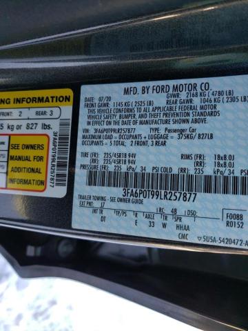 3FA6P0T99LR257877 Ford Fusion Se 2020. Фото: 9