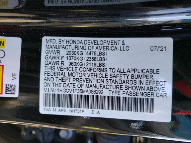2021 HONDA ACCORD SPO - 1HGCV1F35MA088292