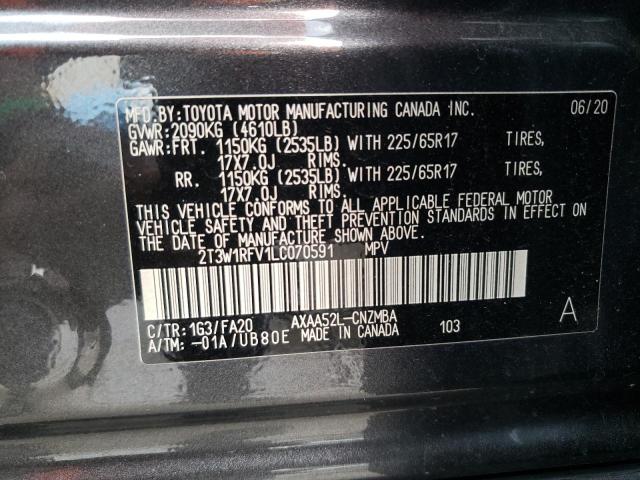 2020 TOYOTA RAV4 XLE 2T3W1RFV1LC070591