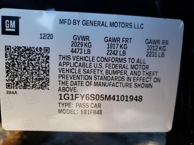 2021 CHEVROLET BOLT EV LT 1G1FY6S05M4101948