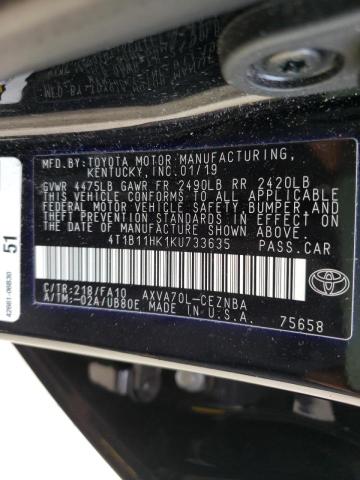2019 TOYOTA CAMRY L - 4T1B11HK1KU733635