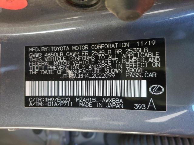 2020 LEXUS UX 250H JTHP9JBH4L2022099
