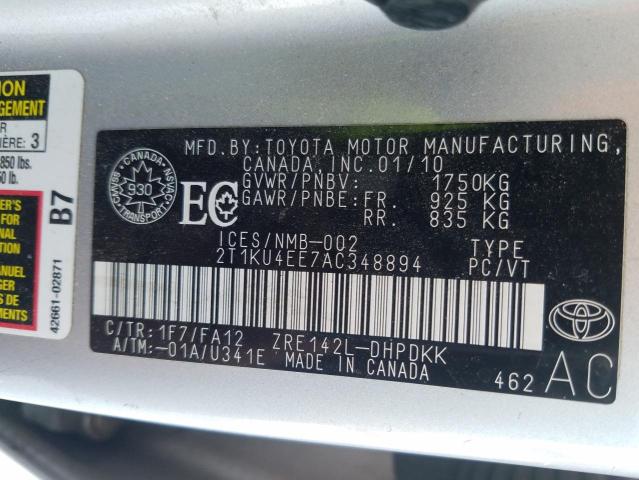 2010 TOYOTA COROLLA MA - 2T1KU4EE7AC348894