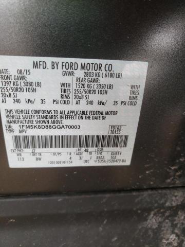 2016 FORD EXPLORER X 1FM5K8D88GGA70003