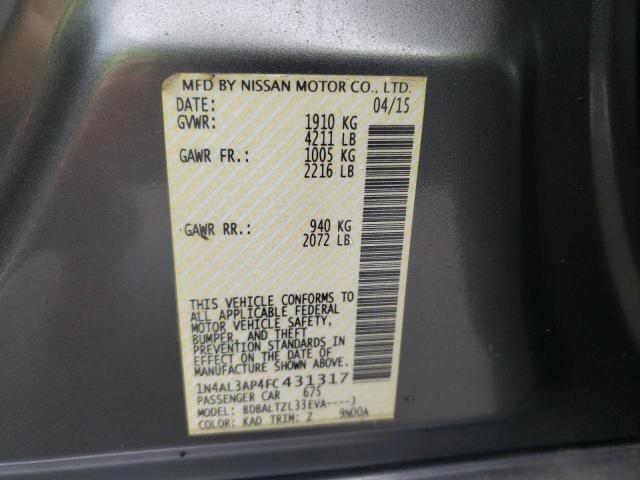 2015 NISSAN ALTIMA 2.5 1N4AL3AP4FC431317