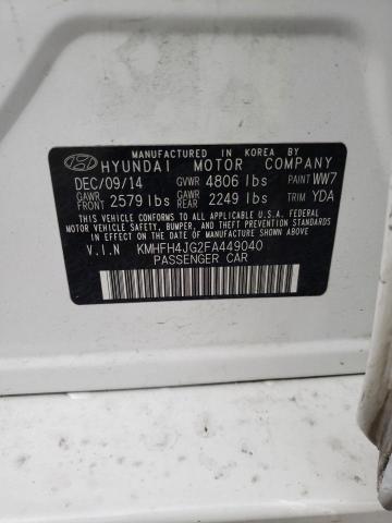 2015 HYUNDAI AZERA LIMI KMHFH4JG2FA449040