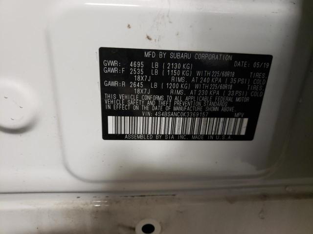 2019 SUBARU OUTBACK 2. 4S4BSANC0K3369157
