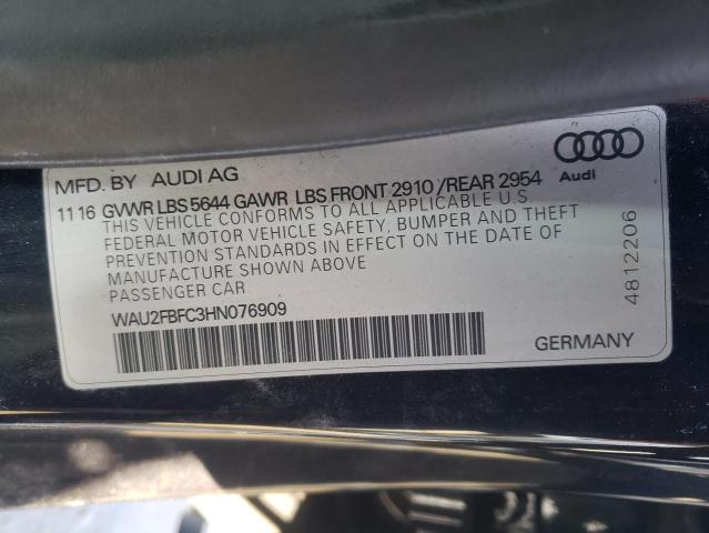 2017 AUDI S7 PRESTIG WAU2FBFC3HN076909