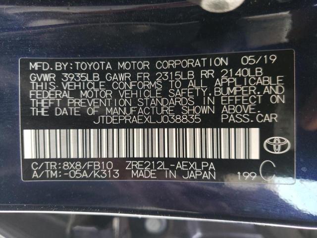 2020 TOYOTA COROLLA LE JTDEPRAEXLJ038835
