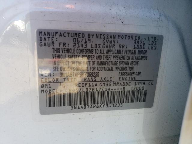2019 NISSAN SENTRA S 3N1AB7AP8KY369235