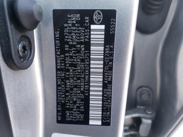 2019 TOYOTA CAMRY 4C 4T1B11HKXKU785751