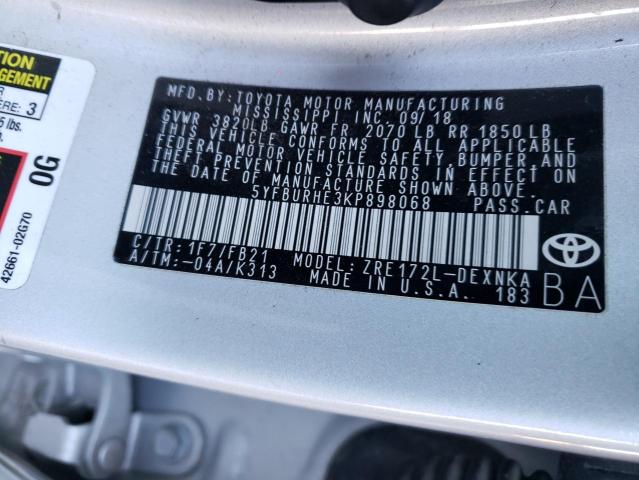 2019 TOYOTA COROLLA L 5YFBURHE3KP898068