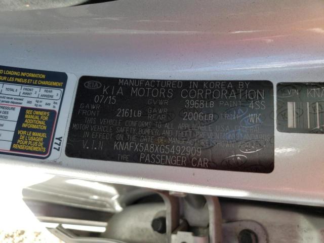 KNAFX5A8XG5492909 KIA FORTE EX