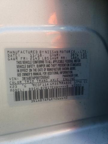 3N1AB7AP6KY266640 Nissan Sentra S 2019. Фото: 9