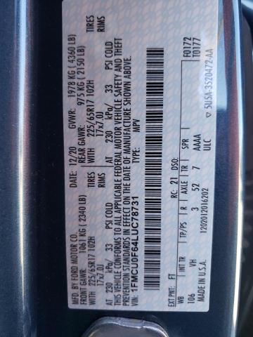 2020 FORD ESCAPE S 1FMCU0F64LUC78731
