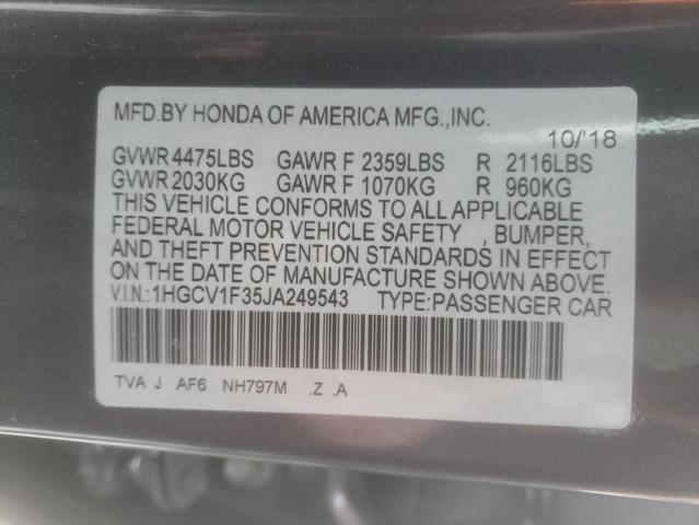 1HGCV1F35JA249543 Honda Accord Spo 2018. Фото: 9