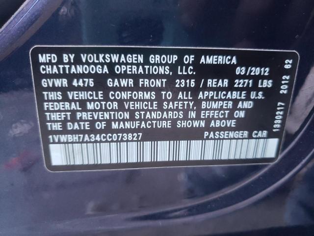 2012 VOLKSWAGEN PASSAT SE - 1VWBH7A34CC073827